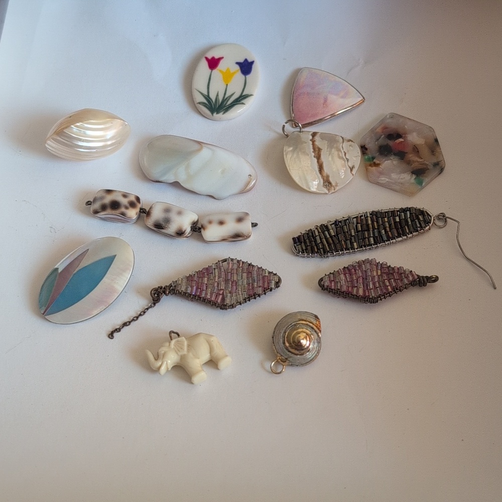 Assorted Women’s Shell and Bead Jewelry Charms - White & Multicolor